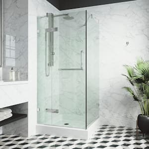 Monteray 32 in. L x 32 in. W x 79 in. H Frameless Pivot Square Shower Enclosure Kit in Chrome with 3/8 in. Clear Glass