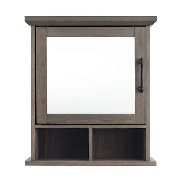 Cubilan 18 in. W x 20.6 in. H Medium Rectangular Gray Wood Surface Mount Medicine Cabinet with Mirror