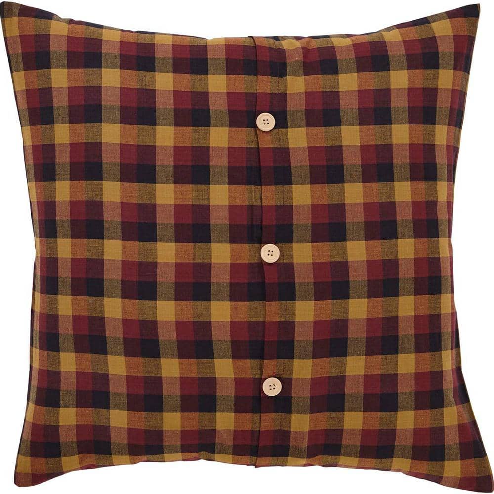 Heritage Farms Burgundy Mustard Black Cotton Euro Sham
