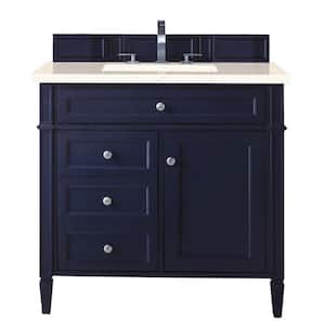 Brittany 36 in. W x 23.5 in. D x 34 in. H Bathroom Vanity in Victory Blue with Eternal Marfil Quartz Top