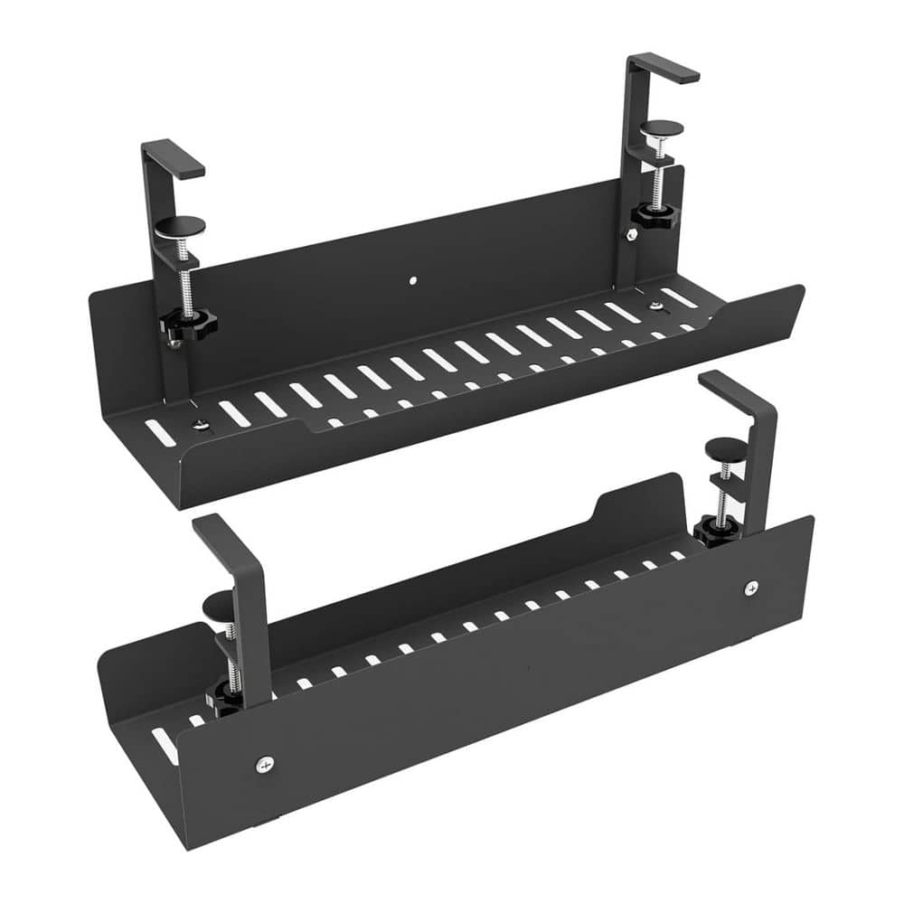Under Desk Cable Management Tray 2-Pack 17 Cord Organizer No Drill Alloy Steel Perfect for Office Wire in Black price history on PriceWatchPro