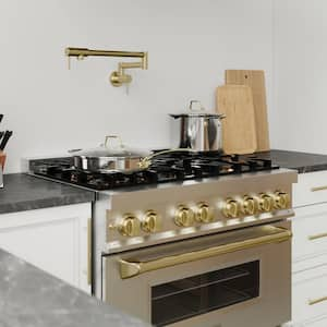 Gemini Wall Mount Pot Filler in Champagne Bronze