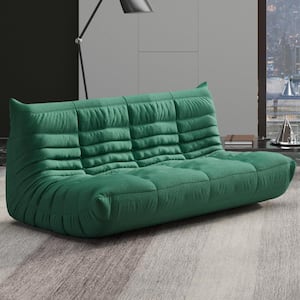 68.9 in. W Armless Soft Teddy Velvet Rectangle 3-Seater Floor Lazy Reclining Sofa in Green
