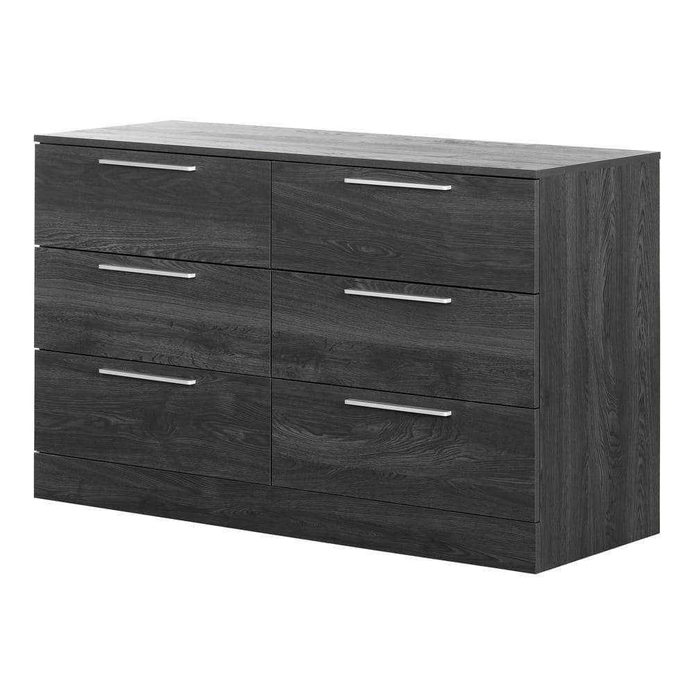 Gray Oak Farmhouse Double 6-Drawer Dresser