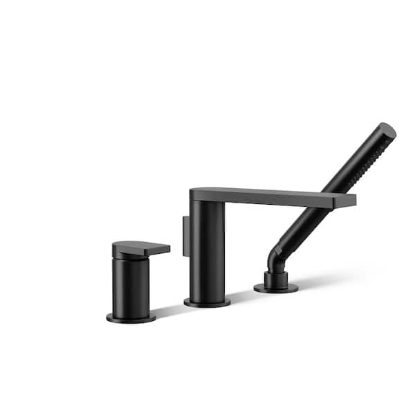 KOHLER Composed Single-Handle Deck-Mount Roman Tub Faucet with Handshower in Matte Black