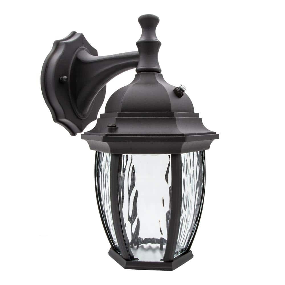 Maxxima 1-Light Black LED Outdoor Wall Lantern Sconce with Dusk to