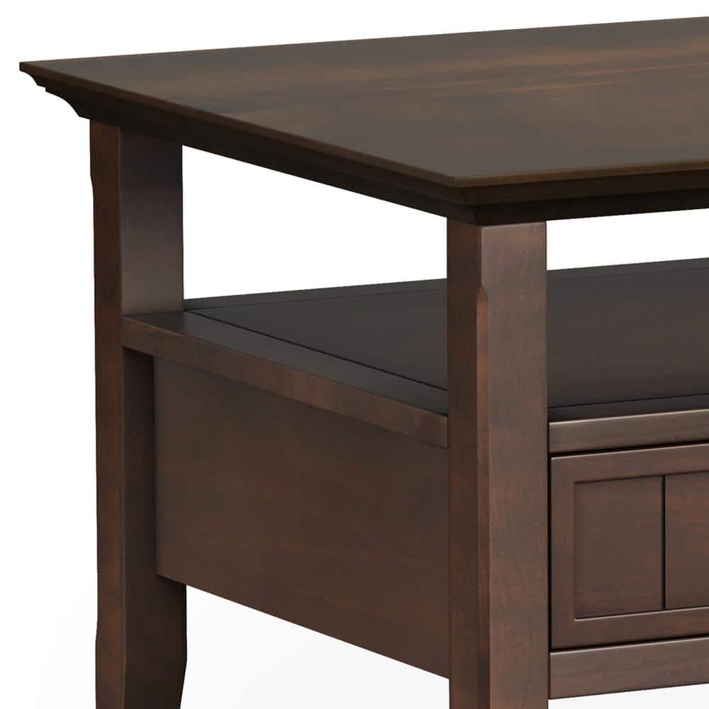 Brunette Brown Rectangular Wood Coffee Table with Storage