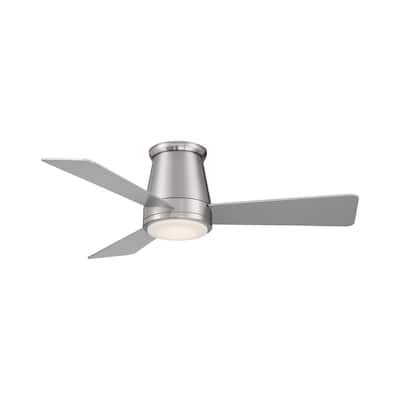 Hug 44 in. 3000K Integrated LED Indoor/Outdoor Brushed Nickel Smart Compatible Ceiling Fan with Light Kit and Remote