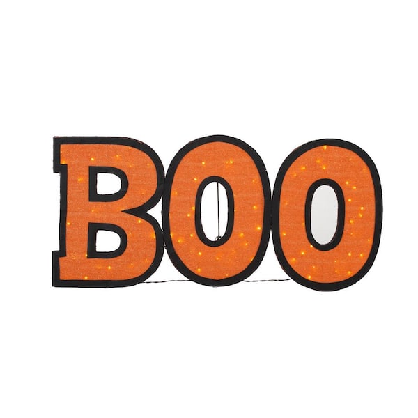 24 in. Warm White LED Tinsel Boo