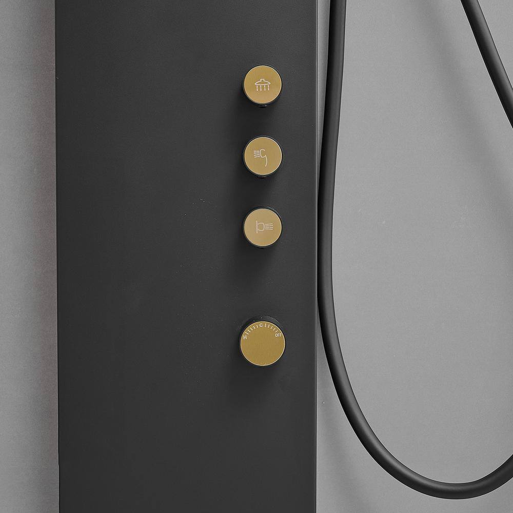 Matte Black Stainless Steel Quadruple Handle Shower Tower