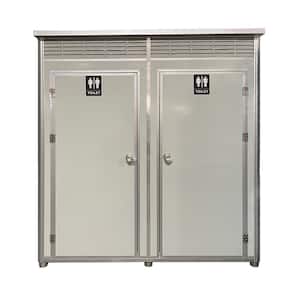 6.6 ft. W x 3.5 ft. D Metal Portable Shed with Double Stall Flushing Restroom and Sink (23 sq. ft.)