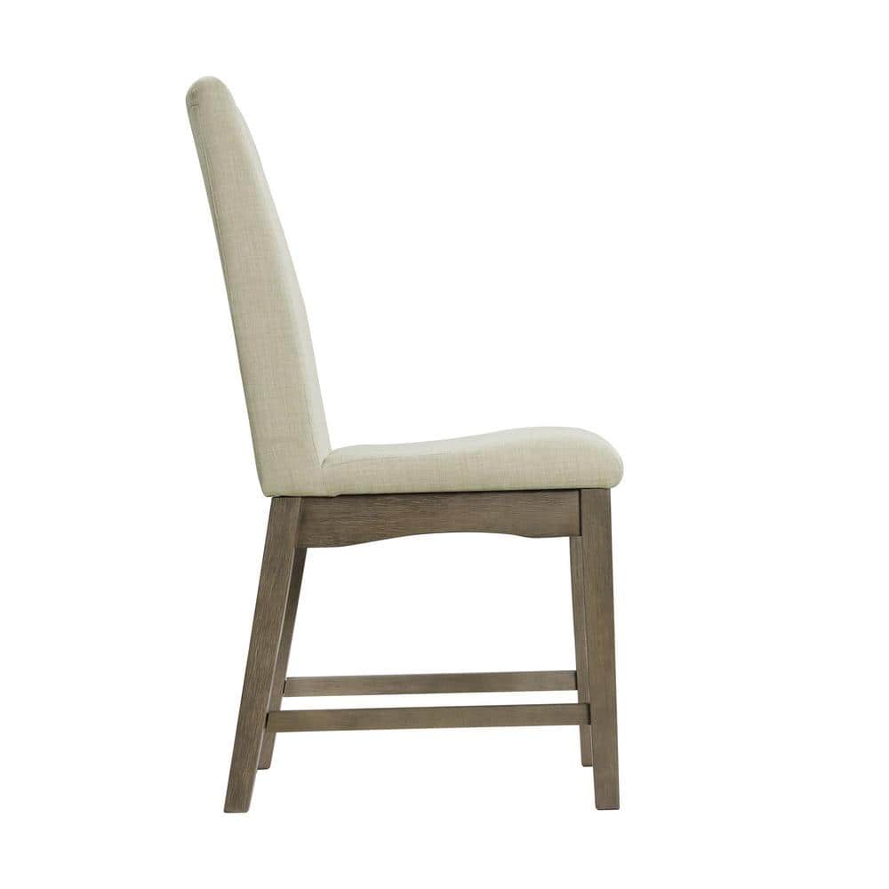 Gray Upholstered Transitional Side Chair with Wood Frame