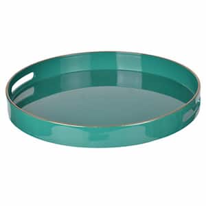 Green Round Tray with Cutout Handles