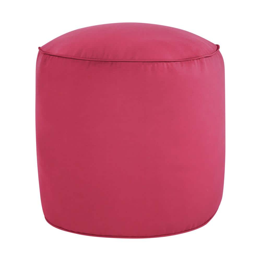 SORRA HOME Sunbrella Canvas Hot Pink Round Outdoor Bean Pouf