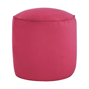 Sunbrella Canvas Hot Pink Round Outdoor Bean Pouf 20 in. x 20 in. x 18 in.