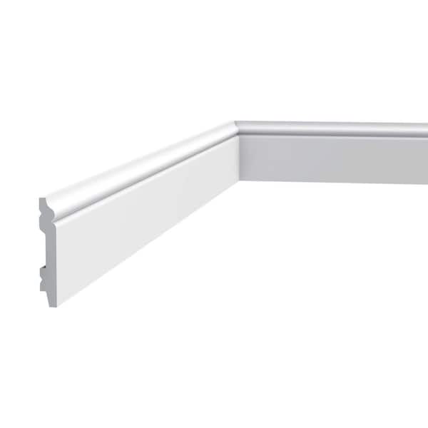 1/2 in. D x 2-3/4in. W x 78-3/4 in. L Primed White High Impact Polystyrene Baseboard Moulding (16-Pack)