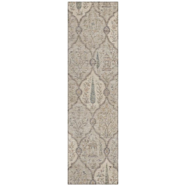 Chantille Machine Washable Indoor/Outdoor Abstract ACN3018 Taupe 2 ft. x 7 ft. Runner Rug