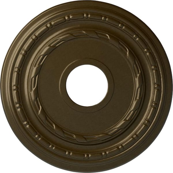 Ekena Millwork 15-3/8" x 3-5/8" I.D. x 1" Dublin Urethane Ceiling Medallion (Fits Canopies upto 8-1/4"), Brass