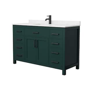 Beckett 54 in. W x 22 in. D x 35 in. H Single Sink Bathroom Vanity in Green with Carrara Cultured Marble Top