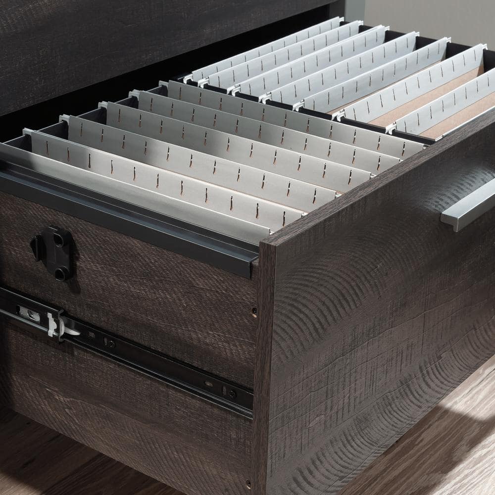 Blade Walnut 2-Drawer Lateral File Cabinet with Silver Frame