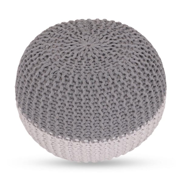 Loft Lyfe Arionna Light Grey Bean Bag Hand Knitted Cotton Yarn