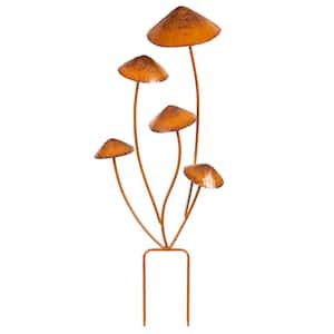 28 in. Metal Garden Stake, Multi Mushroom