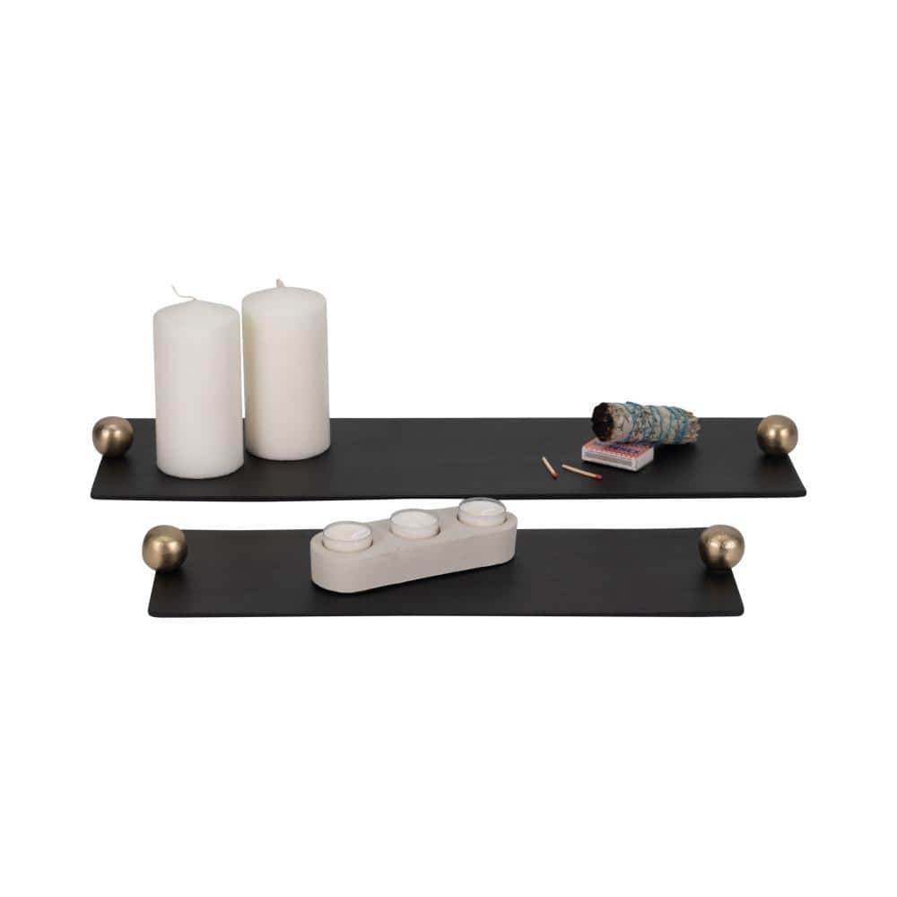 Black and Gold Aluminum Flat Tray Set with Knob Handles