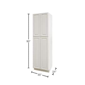 LaPort Assembled 30x90x24 in. 4 Door Tall Pantry with 6 Shelves in Classic White