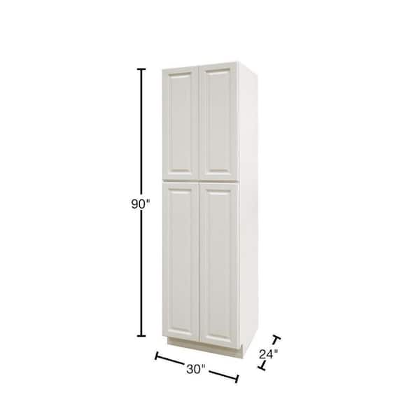 LaPort Assembled 30x90x24 in. 4 Door Tall Pantry with 6 Shelves in Classic White