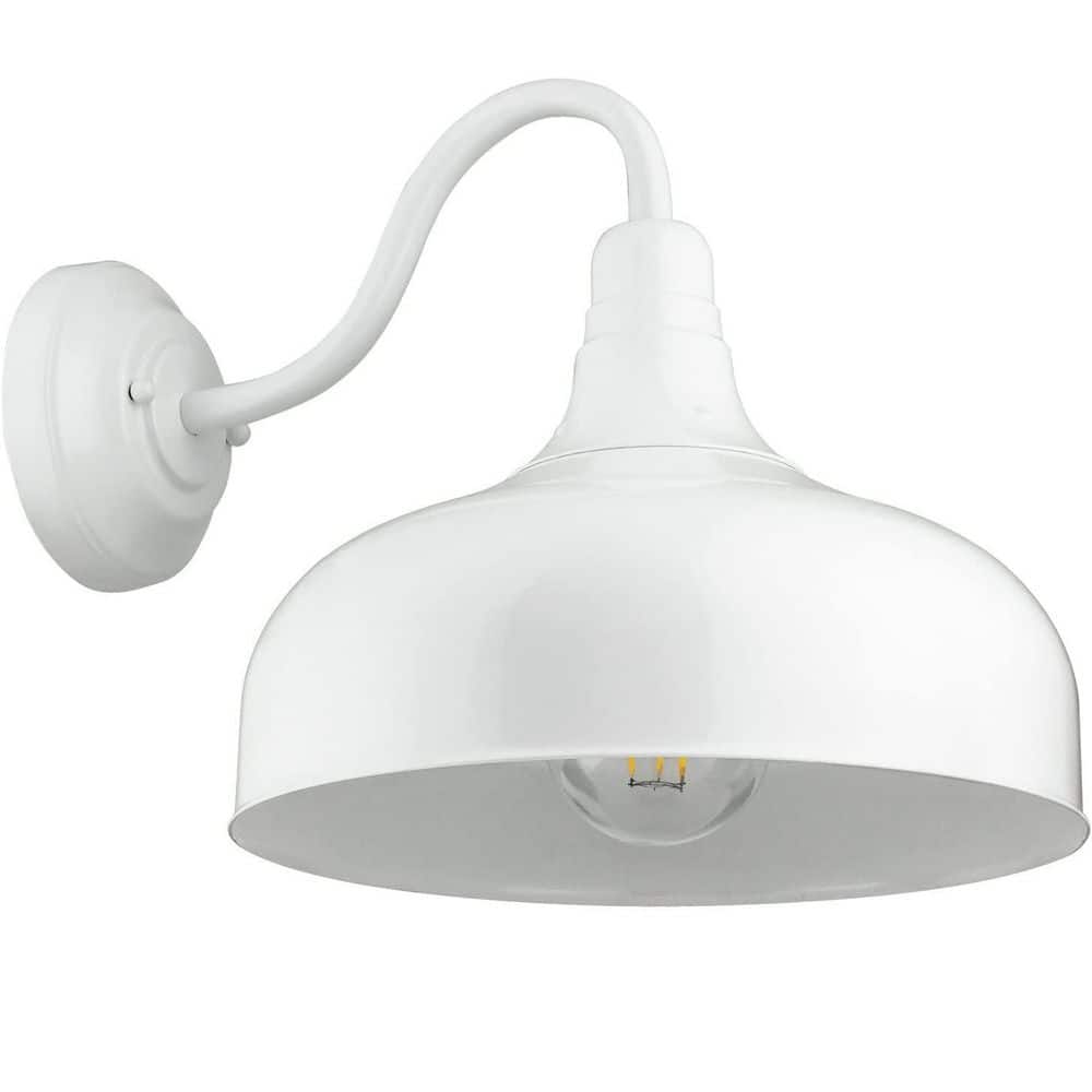 1-Light White Aluminum Outdoor Gooseneck Barn Light Wall Mounted Sconce price history on PriceWatchPro