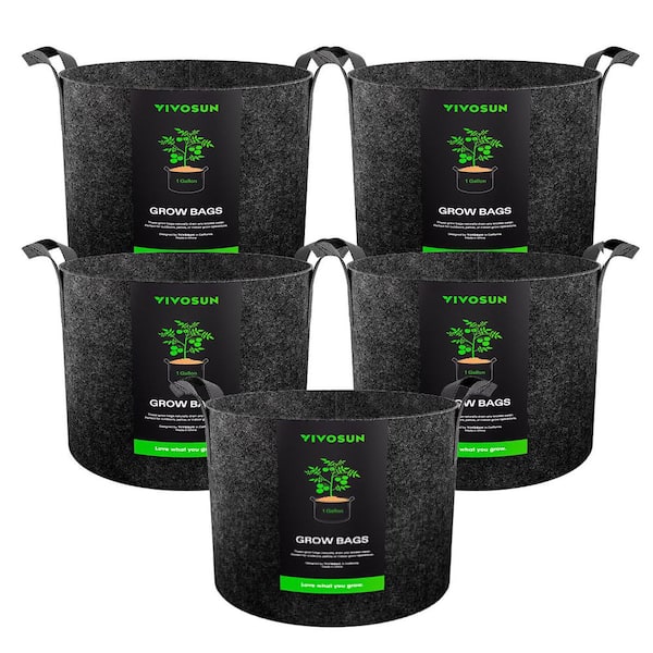 1 Gal. Heavy-Duty Nonwoven Fabric Grow Bags with Handles (5-Pack)