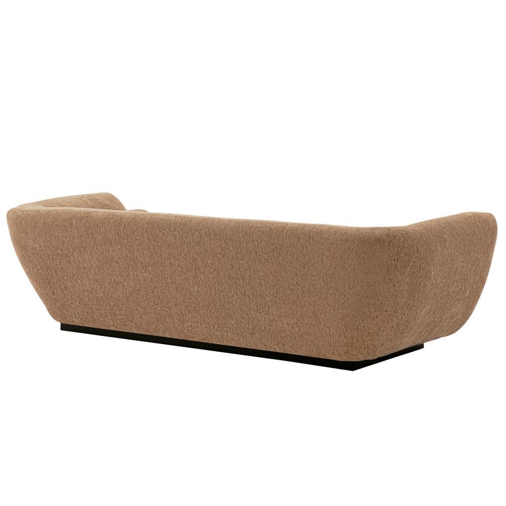 Ulka Light Brown Velvet Sofa with Round Arms and Pine Wood Frame