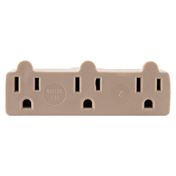 GE 15 Amp 125-Volt AC 3-Outlet Heavy Duty Adapter, Ivory