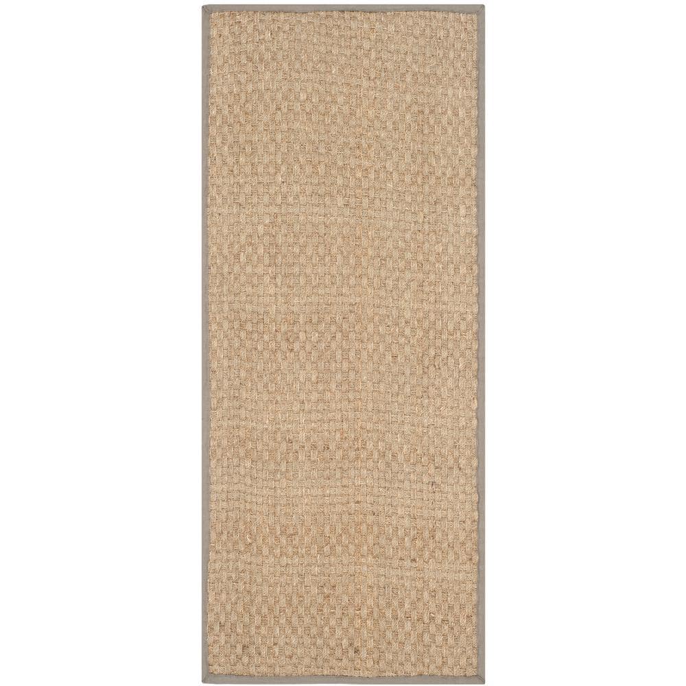 SAFAVIEH Natural Fiber Beige/Gray 3 ft. x 10 ft. Border Runner Rug ...