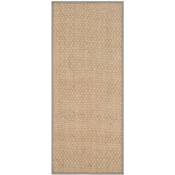 SAFAVIEH Natural Fiber Beige/Gray 3 ft. x 22 ft. Border Runner Rug