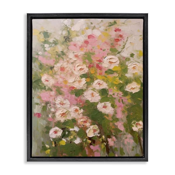 Stupell Industries Vintage Spring Floral Abstraction by LSR Design Studio Black Floater Frame Nature Graphic Art Print 31 in. x 25 in.