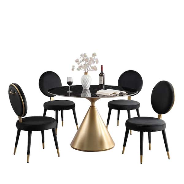 Morden Fort 5-Piece Dining Sets Modern Luxury Dining Table and Chair Set for Dining Room, Kitchen, Restaurant in Black