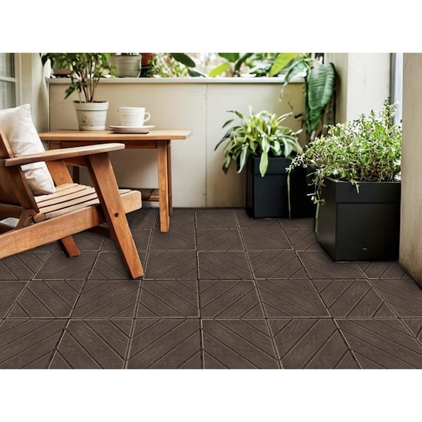 Tidoin Outdoor 1 ft. x 1 ft. Composite Deck Tile in Light Coffee(35 Per Box)