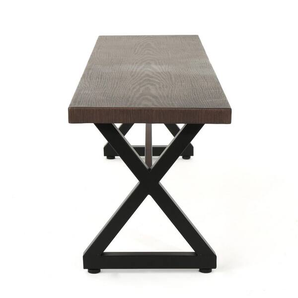 Unbranded - Brown 15 in. W x 63 in. L x 18 in. H Outdoor Park Aluminum Bench with Steel Frame