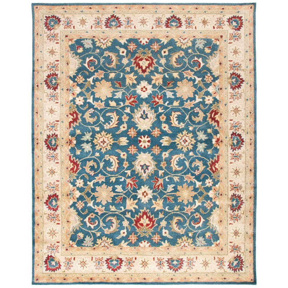 Antiquity Blue and Beige Hand Tufted Wool Area Rug
