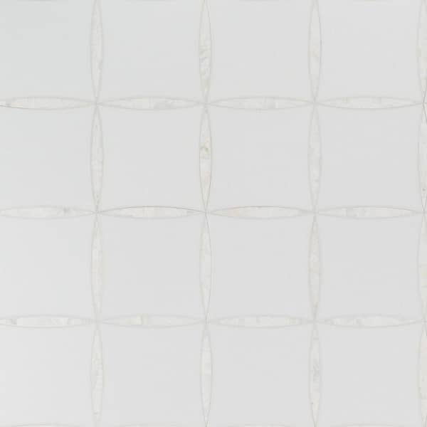 Ivy Hill Tile Maiden Pearls 11.81 in. x 11.81 in. Polished Marble and Brass Wall Mosaic Tile (0.96 sq. ft./Each)