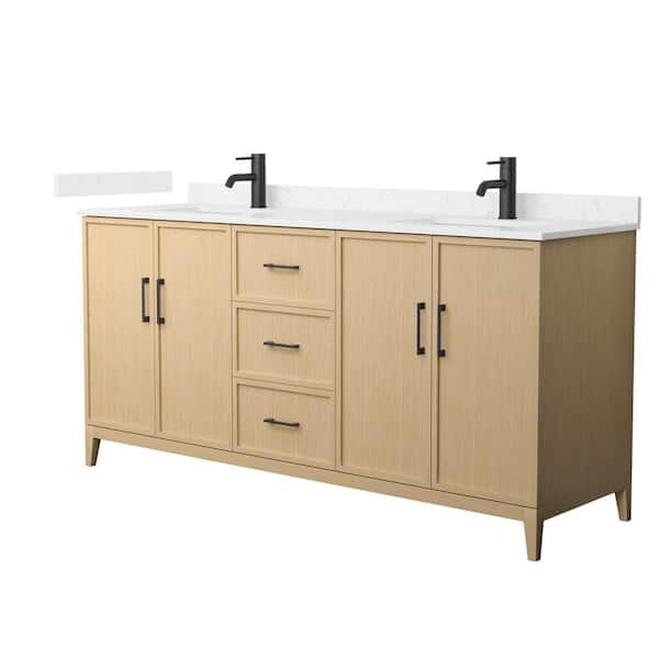 Wyndham Collection Elan 72 in. W x 22 in. D x 35 in. H Double Bath Vanity in White Oak with Carrara Cultured Marble Top