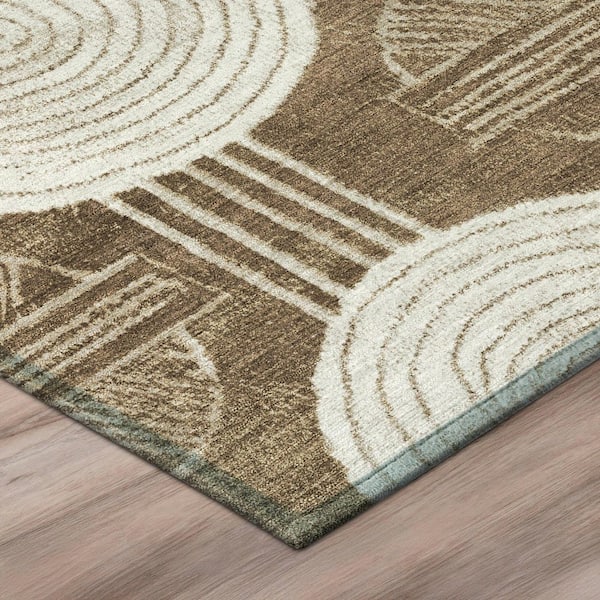 Chantille Machine Washable Indoor/Outdoor Abstract ACN3064 Chocolate 10 ft. x 14 ft. Area Rug