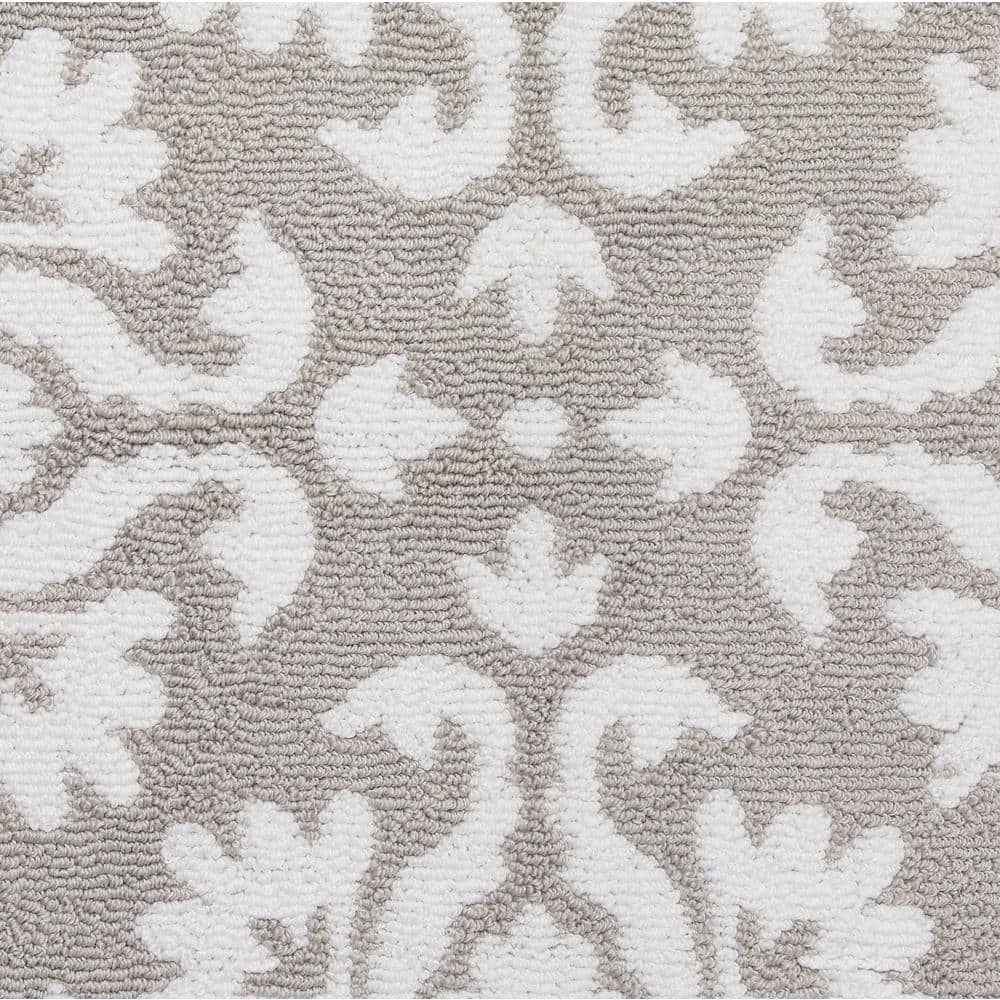 Light Grey and White Geometric Washable Accent Rug