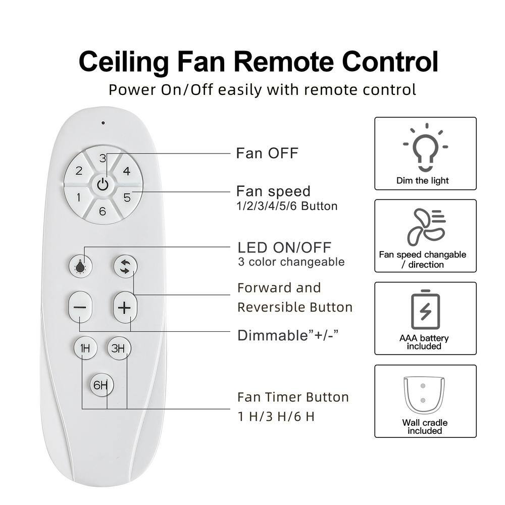 72-Inch Black Plywood Blade Ceiling Fan with LED Light and Remote