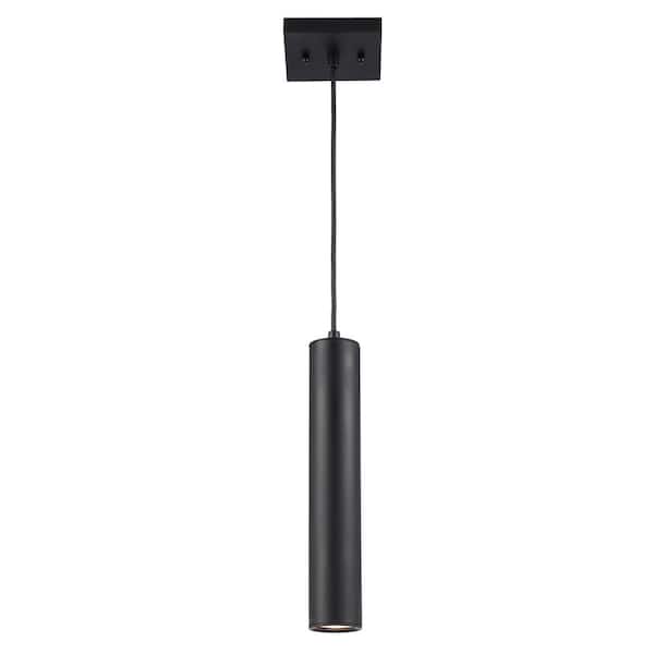 Bel Air Lighting Ameranth 1-Light Black Mini Pendant Light Fixture with Metal Cylinder Shade