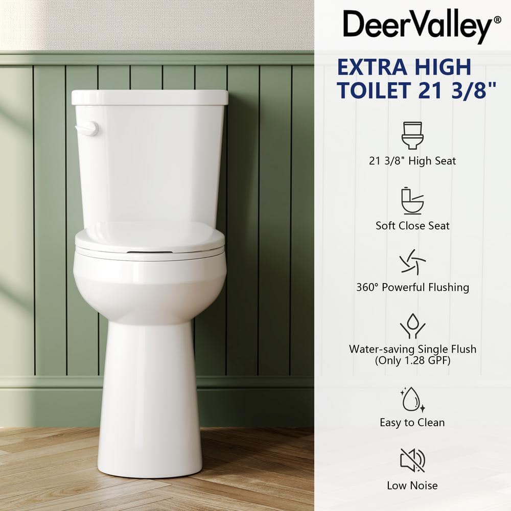 21-Inch White Ceramic Elongated High Efficiency Toilet