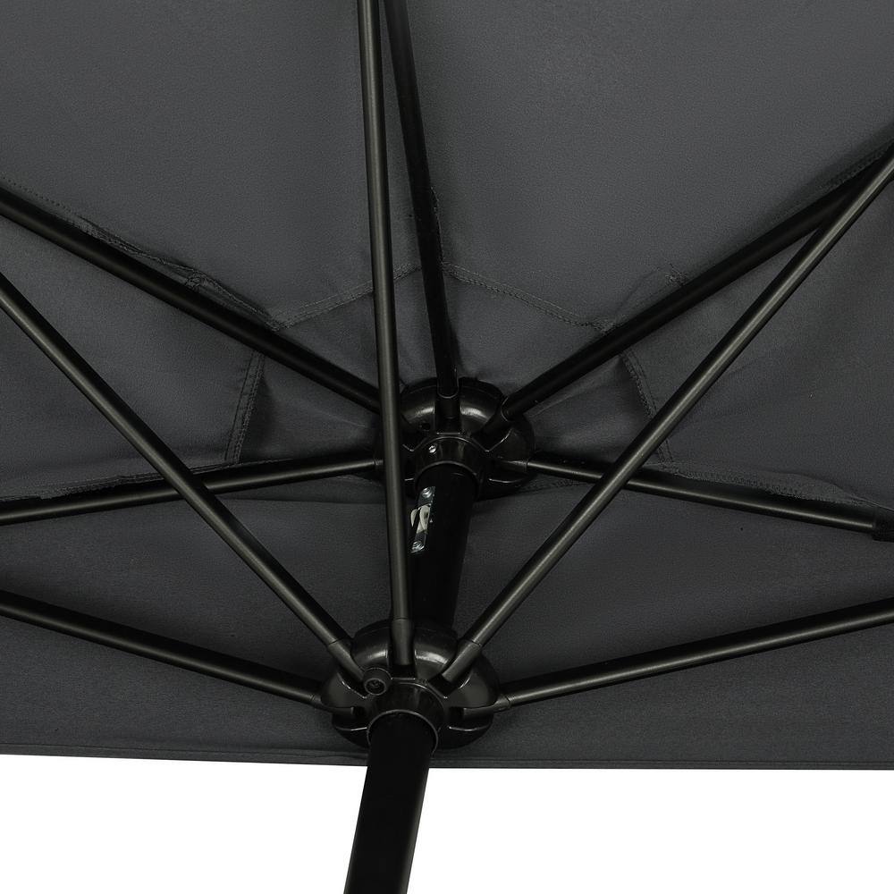 Lanai 9-Ft Slate Gray Half Patio Umbrella with Polyester Canopy