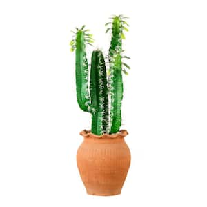 28 in. Artificial Green Cactus in Terracotta Planter