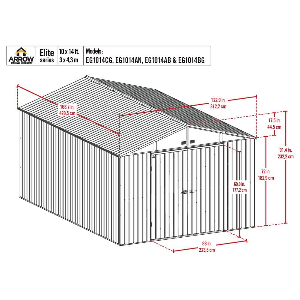 Cool Grey 10 ft x 14 ft Steel Storage Shed